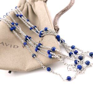 David Yurman Sterling Silver 4mm Bijoux Lapis Lazuli Toggle 60 In Chain Necklace